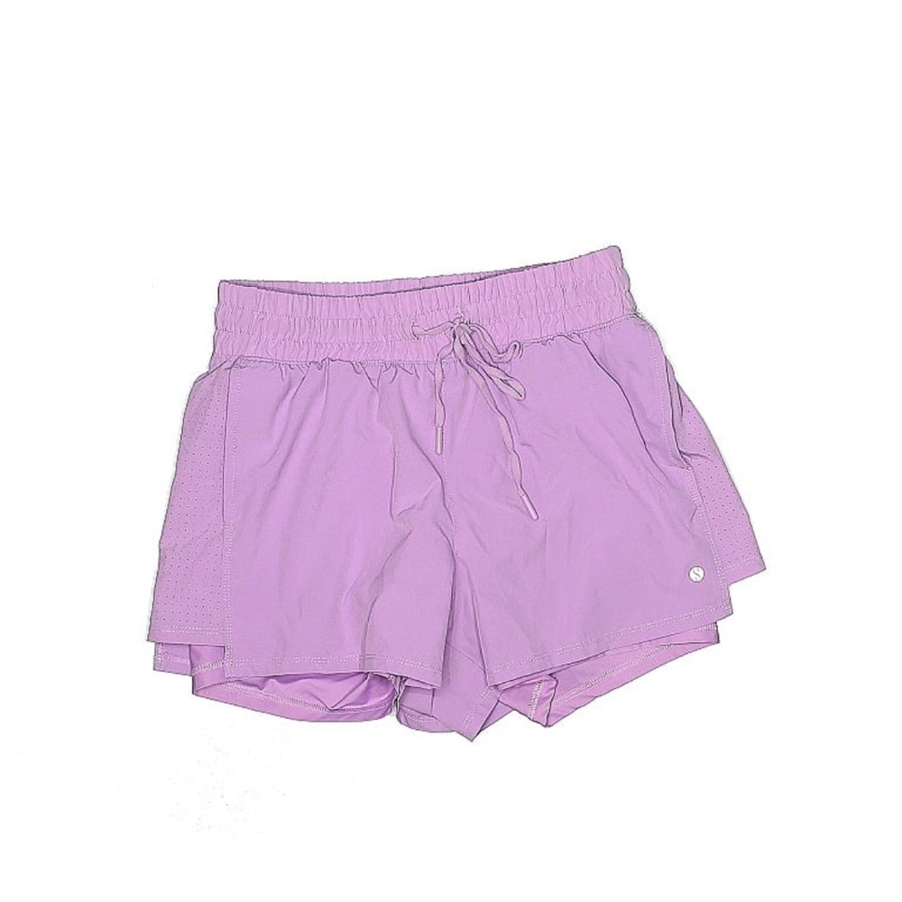 Pretty Flowy Purple Layered Exercise Shorts